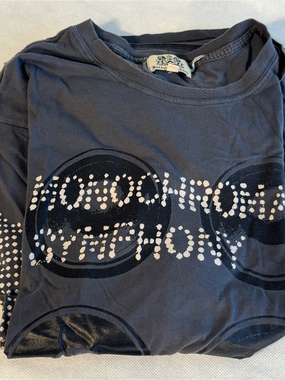 Juicy Couture Gray Monochromatic Symphony Graphic Tee XXL Y2K